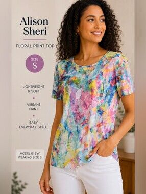 Alison Sheri Colorful Abstract Print Women's Top